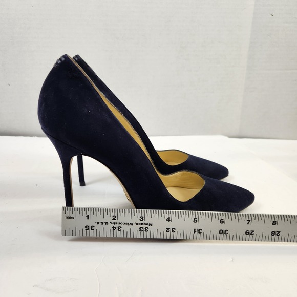 Sarah Flint Perfect Pump 100 Navy Suede Pointed Toe Stiletto Heels Sz 39.5 US 9 - Picture 9 of 12
